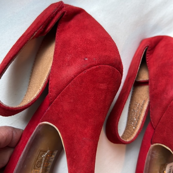 Jeffrey Campbell Red Suede Foxtrot Heeled Sandal Sz 8 - Picture 10 of 11